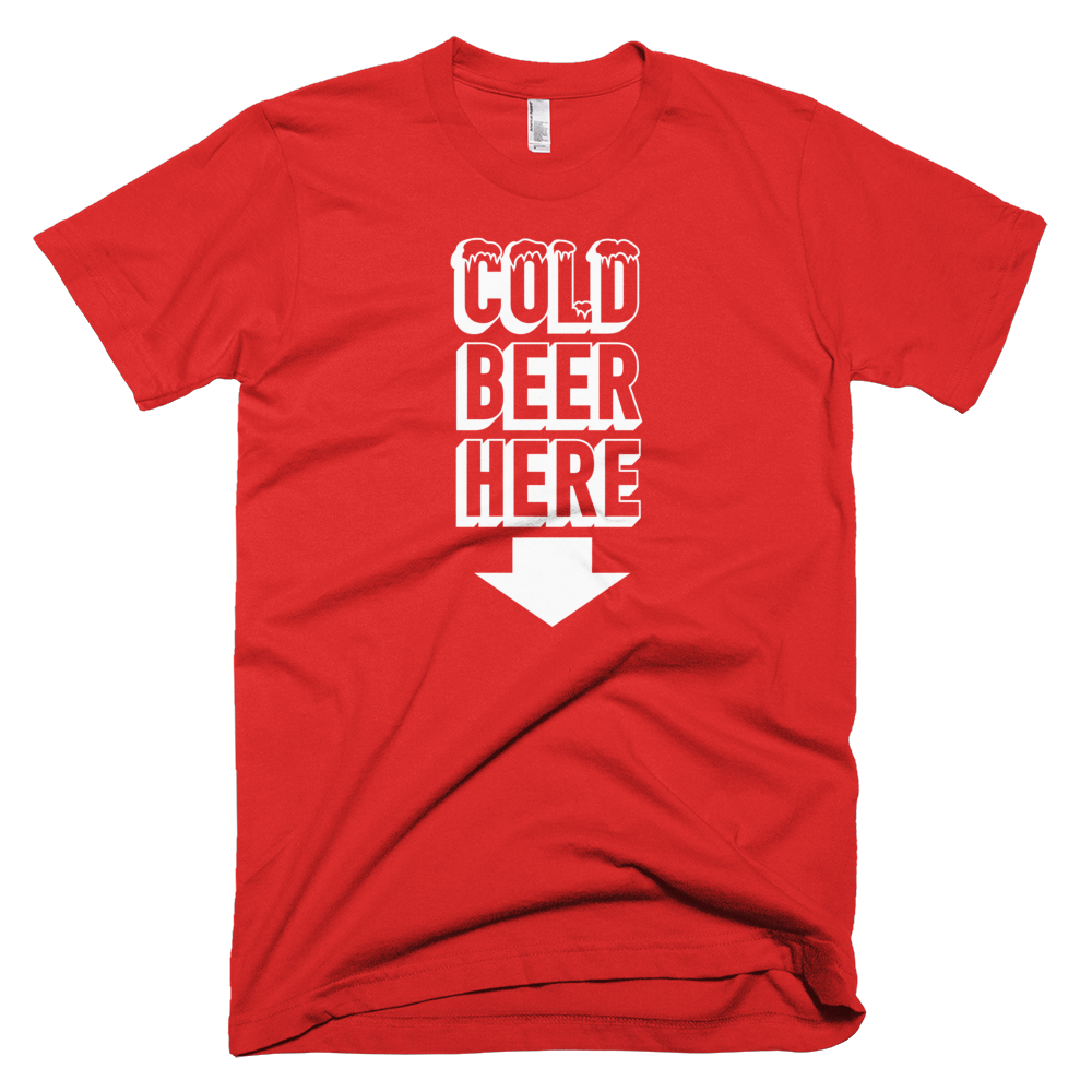 COLD BEER HERE T-Shirt in Cleveland Baseball Colors