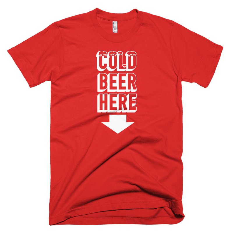 COLD BEER HERE T-Shirt in Cleveland Baseball Colors